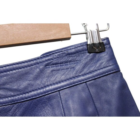 Vintage 80s 90s Genuine Leather Skirt Size 8 Blue Purple Glam Rock Retro Punk - Picture 12 of 13